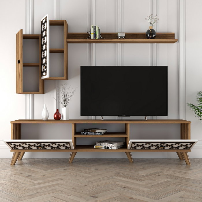 Hanah Home Unidad de TV Class S - Nogal y Blanco